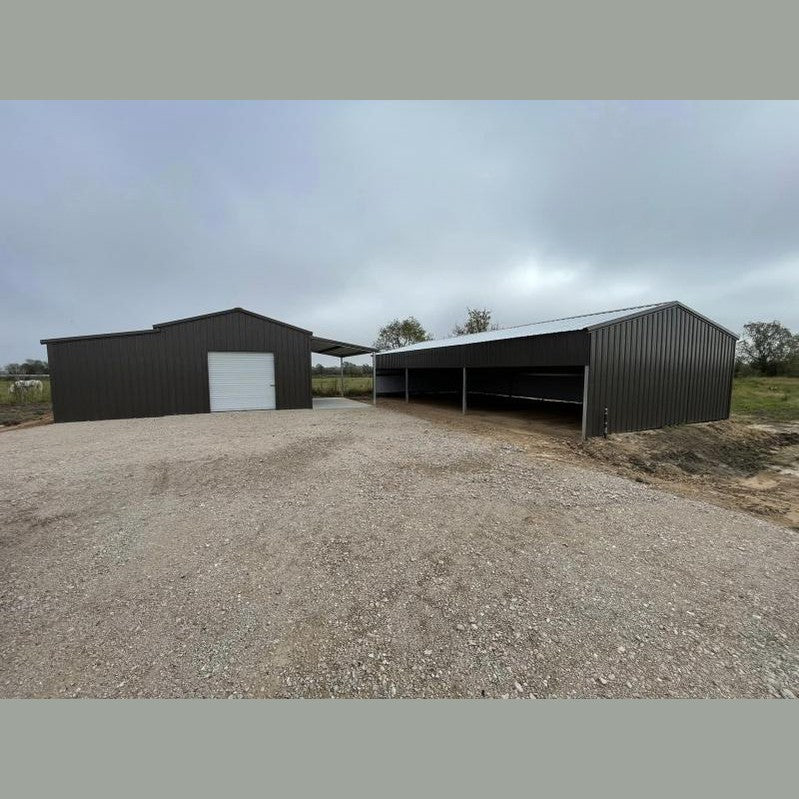 Ready Built Steel 24' x 50' x 9' TEXAS ONLY Steel Post-Frame Loafing Shed
