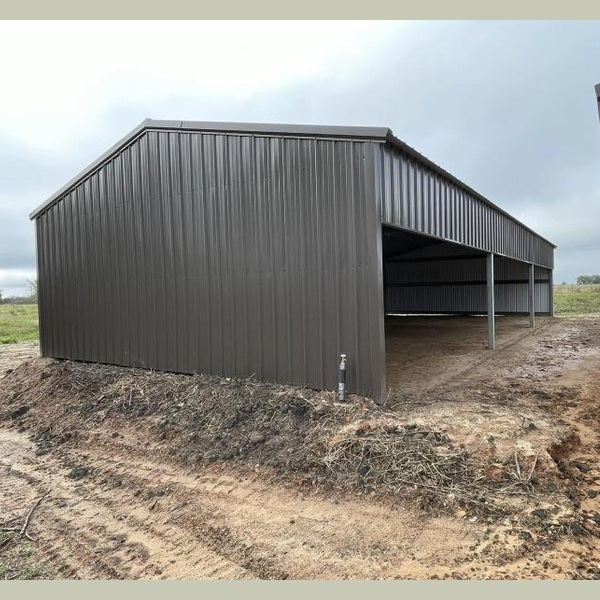 Ready Built Steel 24' x 50' x 9' TEXAS ONLY Steel Post-Frame Loafing Shed