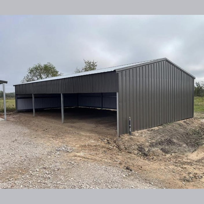 Ready Built Steel 24' x 50' x 9' TEXAS ONLY Steel Post-Frame Loafing Shed