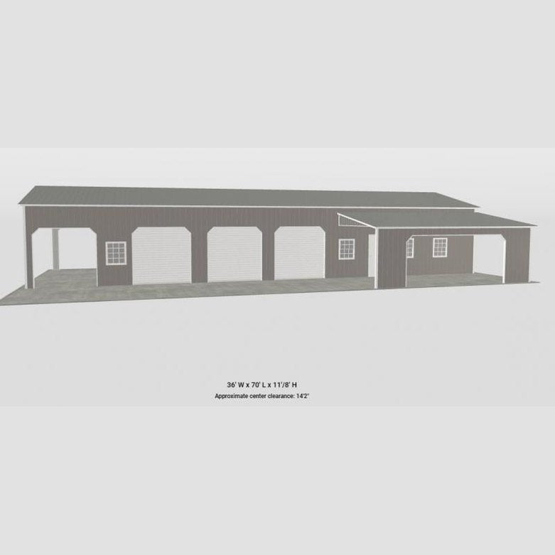 24' x 70' x 11' Luxury Garage Workshop with Lean to