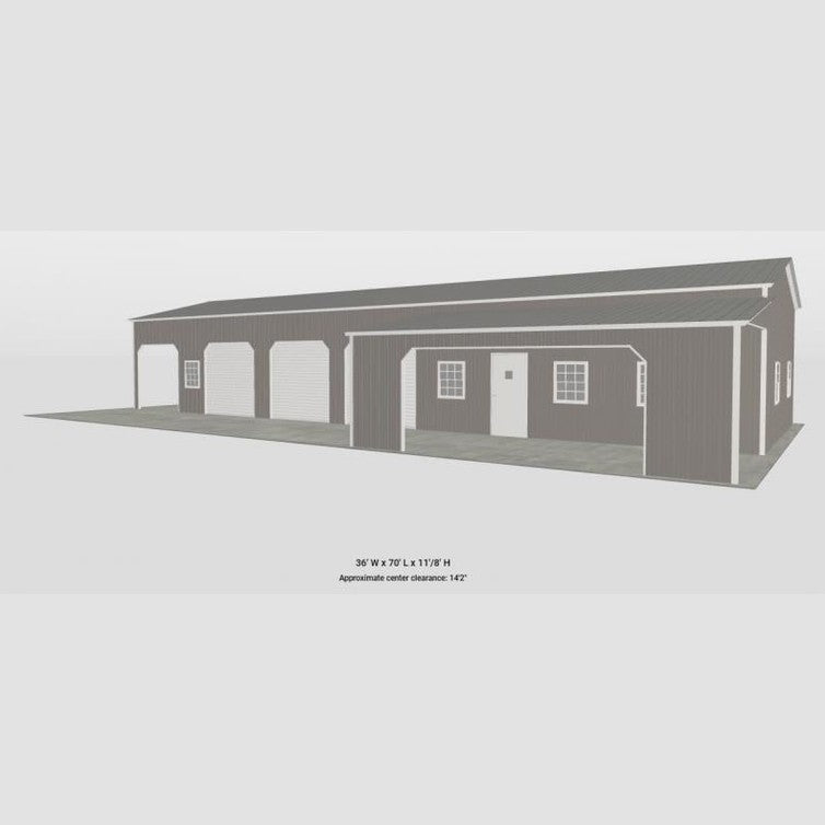 24' x 70' x 11' Luxury Garage Workshop with Lean to