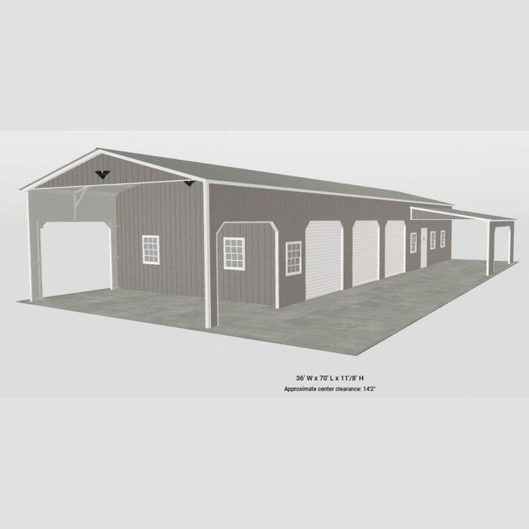 24' x 70' x 11' Luxury Garage Workshop with Lean to