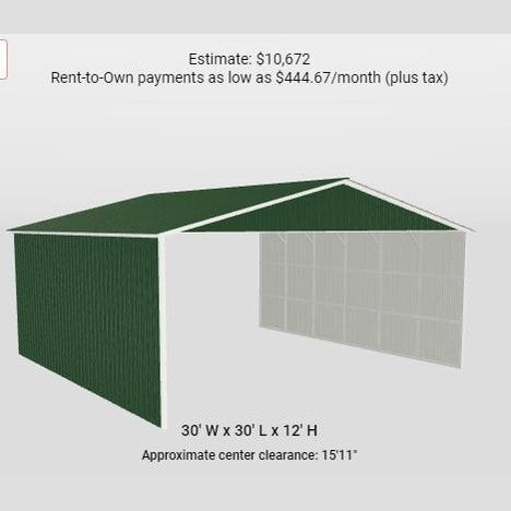 30' x 30' x 12' Vertical Roof Cover Carport