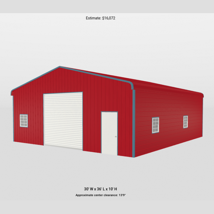 30' x 35' x 10' Regular Roof Barn
