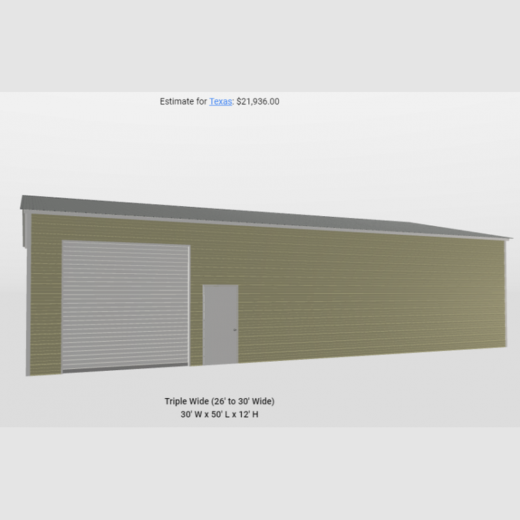 30' x 50' x 12' Standard Steel Building
