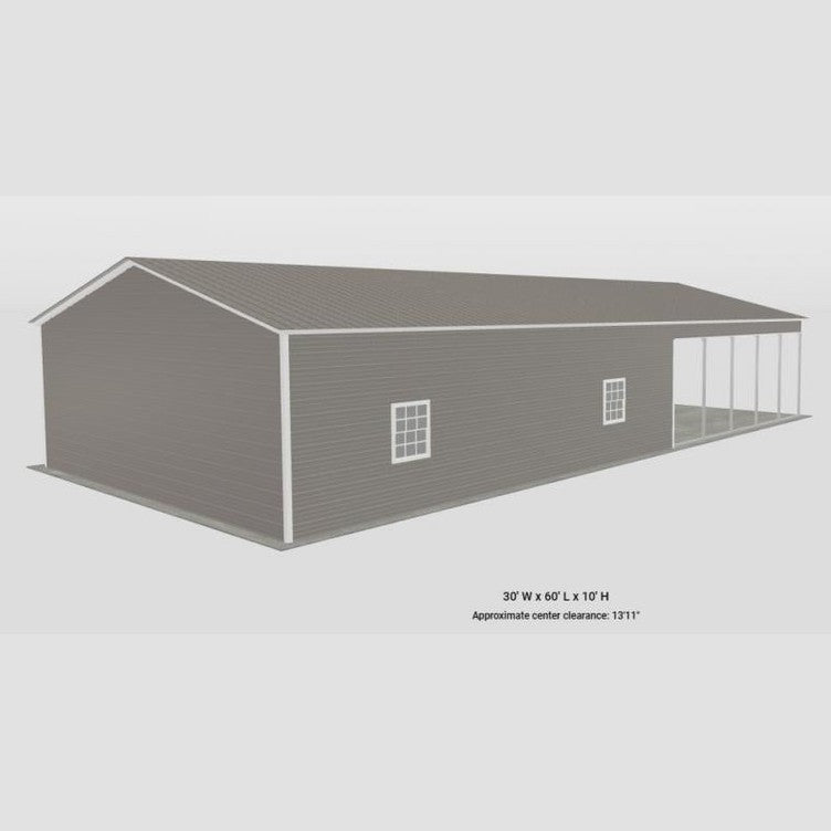 30' x 60' x 10' Carport Garage Combo