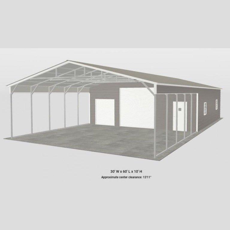 30' x 60' x 10' Carport Garage Combo