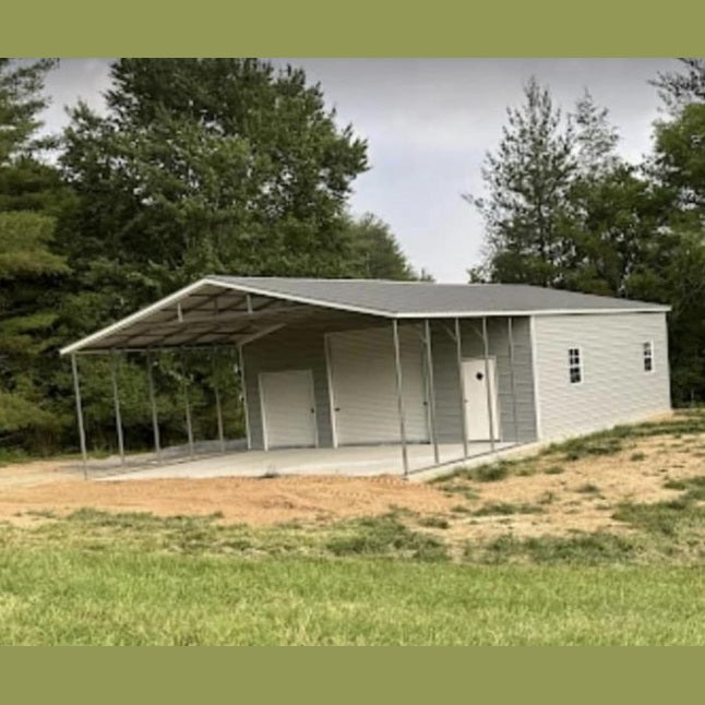 30' x 60' x 10' Carport Garage Combo