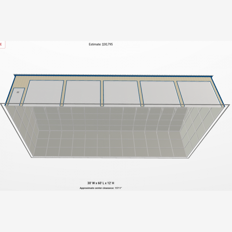 30' x 60' x 12' Five Car Garage