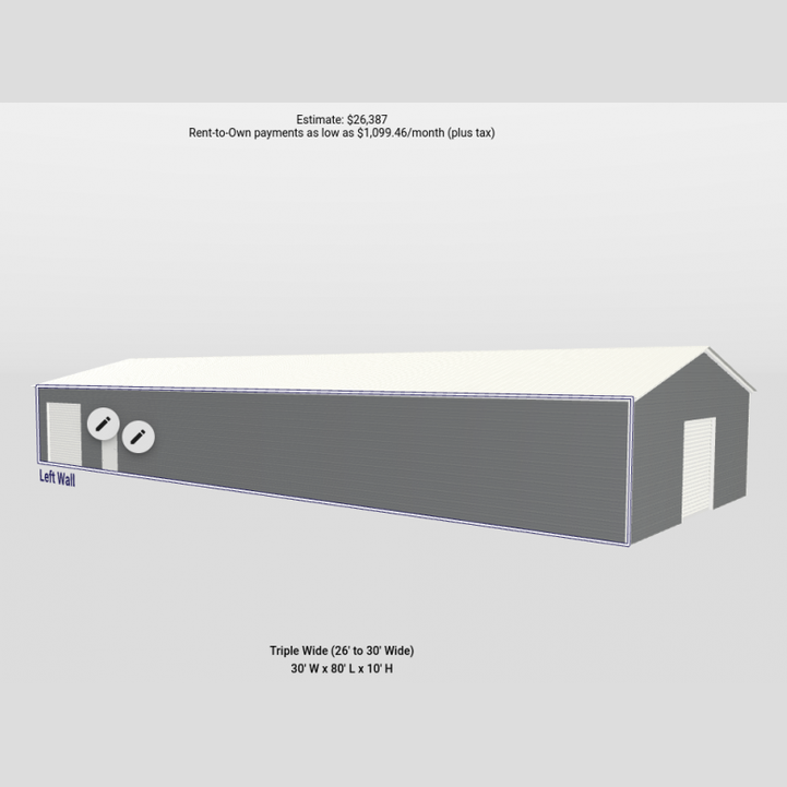 30' x 80' x 10' Vertical Roof Metal Building