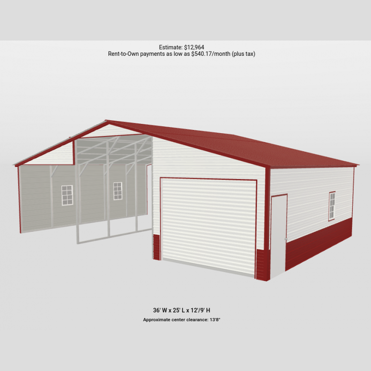 36' x 25' x 12'/9' Straight Line Triple Wide