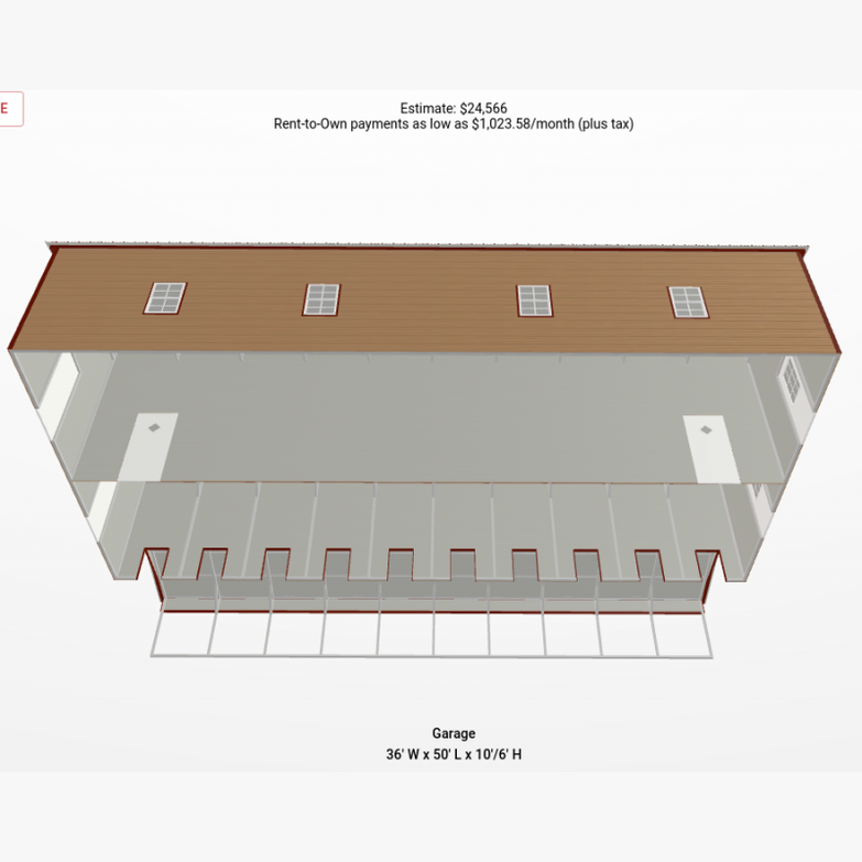 36' x 50' x 10' Ten Bay Dog Kennel with Cat Room