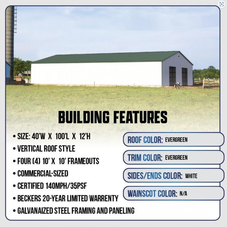 40' x 100' x 12' Agriculture or Commercial Metal Building