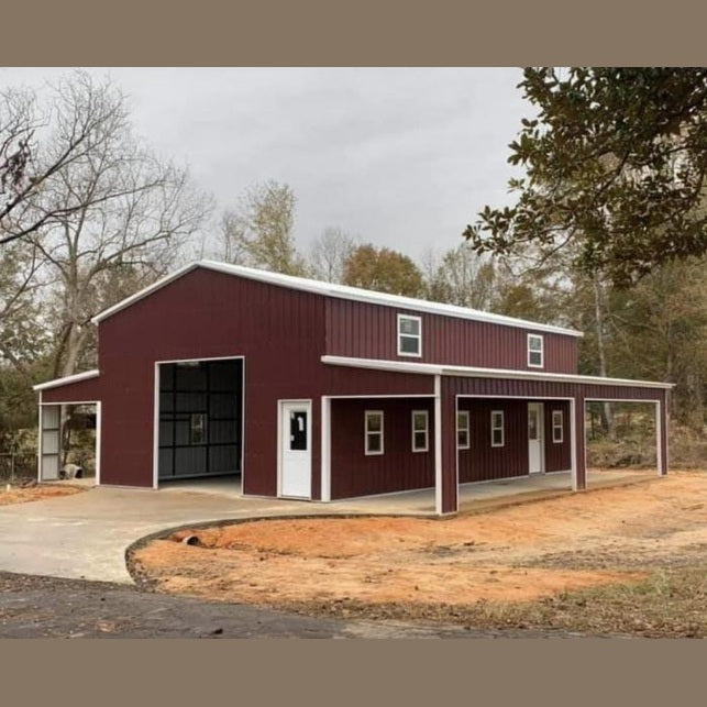 44' x 40' x 14'/8' Step-Down Barn with Dual Leans