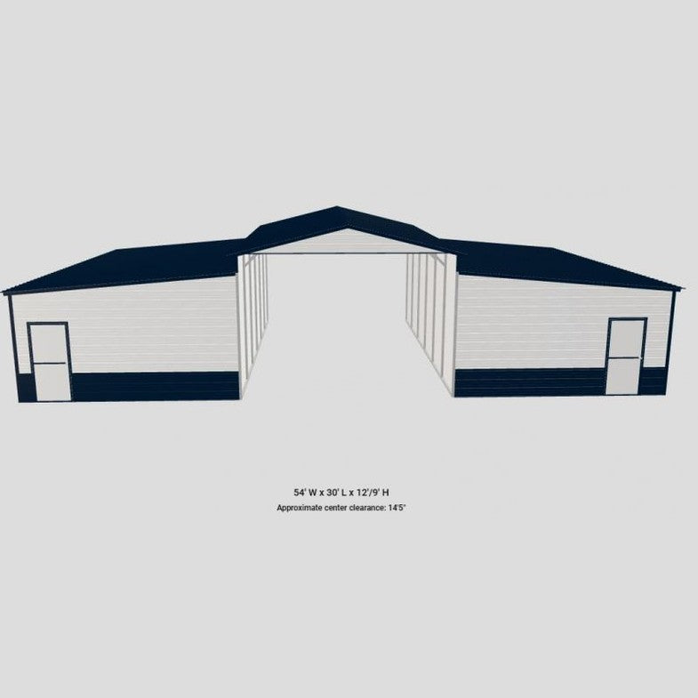 54' x 30' x 12'/9' Step Down RV Garage Barn Combo