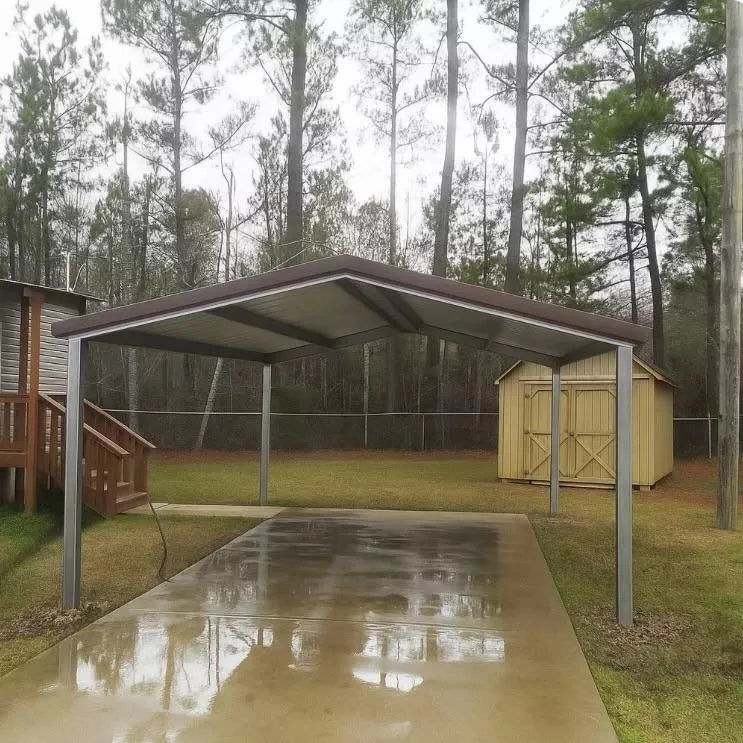 Ready Built Steel TEXAS ONLY - 20' x 20' x 8' Galvanized Steel Post Frame Carport