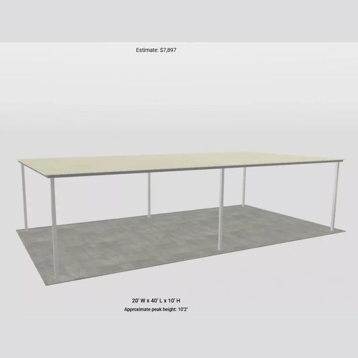 TEXAS ONLY - 20' x 40' x 10' Flat Truss Lean To Awning