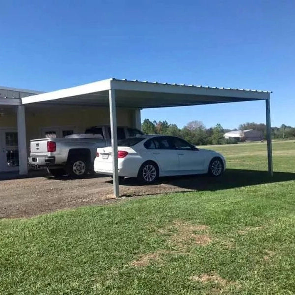 Ready Built Steel TEXAS ONLY - 20' x 20' x 8' Steel Post-Frame Flat Roof Truss Carport