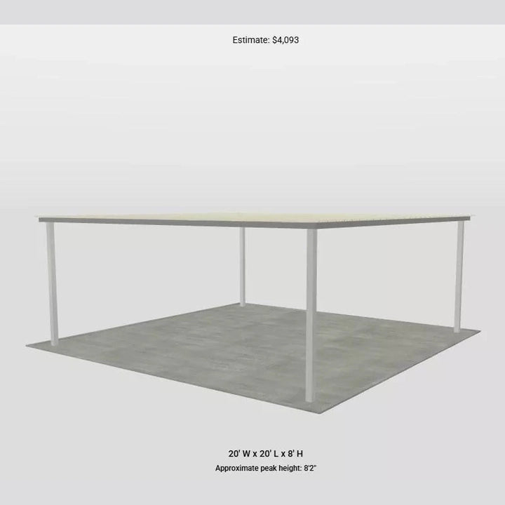 Ready Built Steel TEXAS ONLY - 20' x 20' x 8' Steel Post-Frame Flat Roof Truss Carport