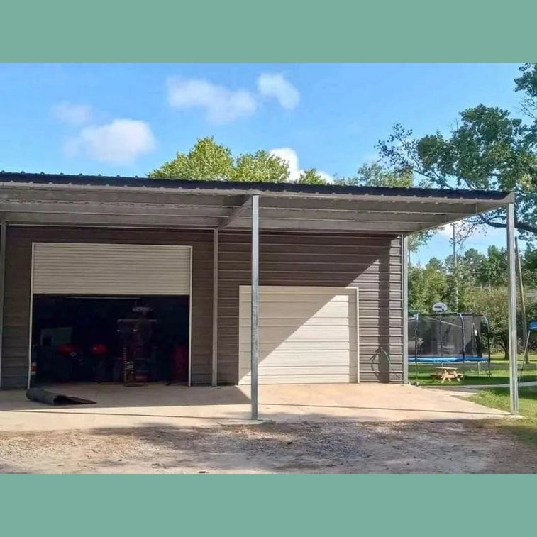 Ready Built Steel TEXAS ONLY - 20' x 25' x 10' Steel Post-Frame, Flat Roof Truss Awning Cover