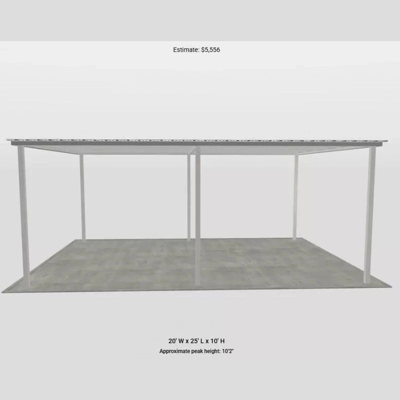Ready Built Steel TEXAS ONLY - 20' x 25' x 10' Steel Post-Frame, Flat Roof Truss Awning Cover
