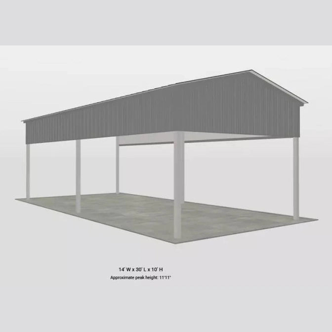 Ready Built Steel TEXAS ONLY - 14' x 30' x 10' Steel Post-Frame Boat RV Cover Carport