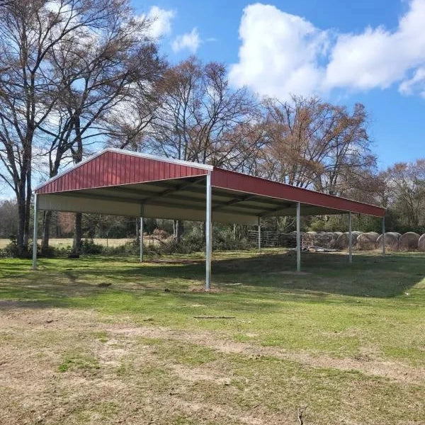 Ready Built Steel TEXAS ONLY - 30' x 60' x 12' Steel Post-Frame Ag Barn Hay / Animal Cover