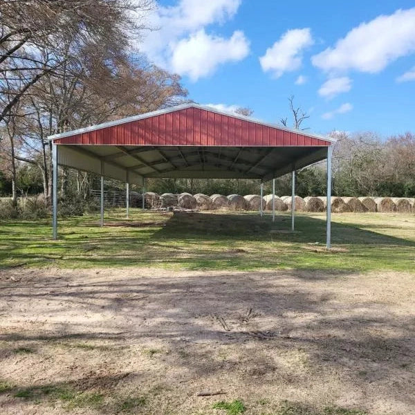 Ready Built Steel TEXAS ONLY - 30' x 60' x 12' Steel Post-Frame Ag Barn Hay / Animal Cover