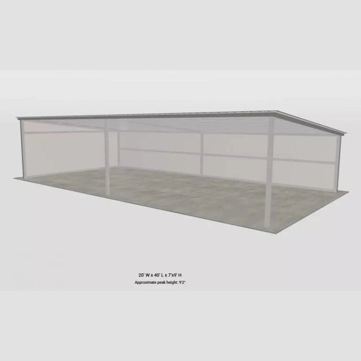Ready Built Steel TEXAS ONLY - 20'x 40' x 9'/7' Steel Post-Frame Animal Shelter Loafing Shed