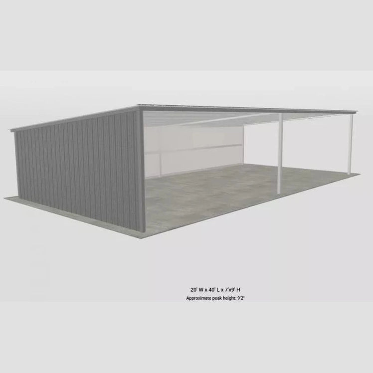 Ready Built Steel TEXAS ONLY - 20'x 40' x 9'/7' Steel Post-Frame Animal Shelter Loafing Shed