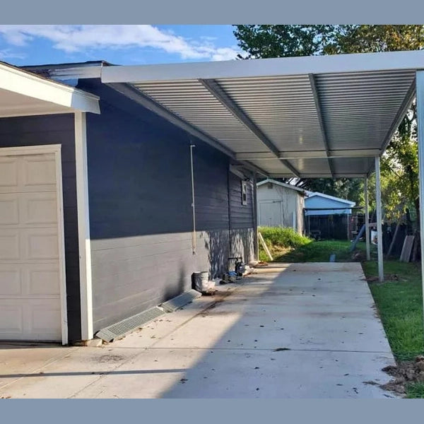 Ready Built Steel TEXAS ONLY - 10' x 30' x 9' Steel Post-Frame, Flat Roof Awning Cover