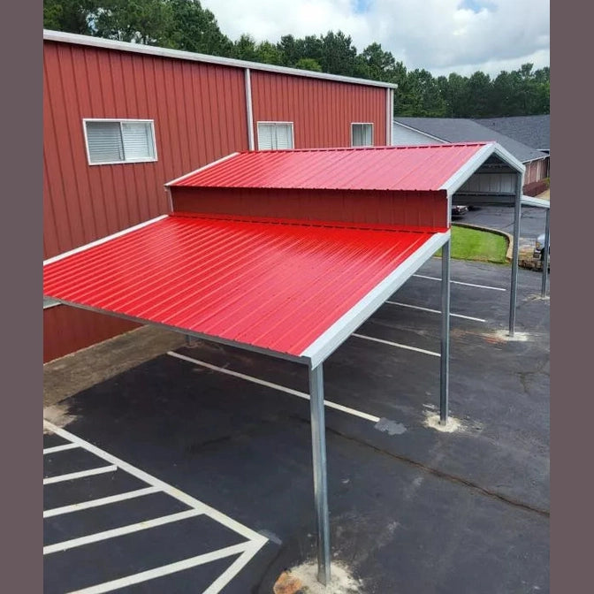 Ready Built Steel TEXAS ONLY - 42' x 20' x 12/8' Steel Post-Frame Step Down, Dual Lean To Cover