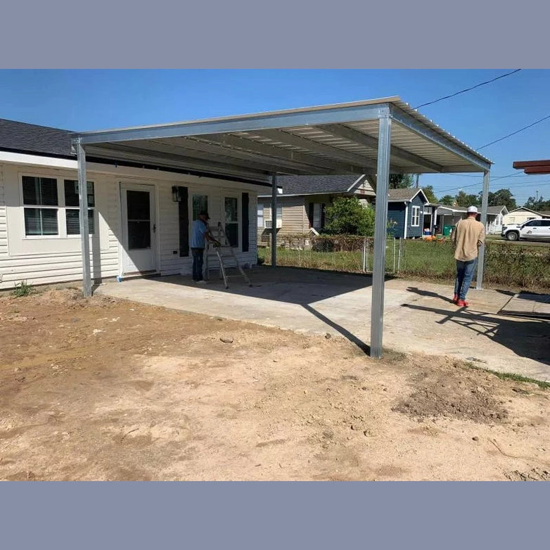 Ready Built Steel TEXAS ONLY - 20' x 20' x 8' Steel Post-Frame, Flat Roof Truss Rear Patio Awning
