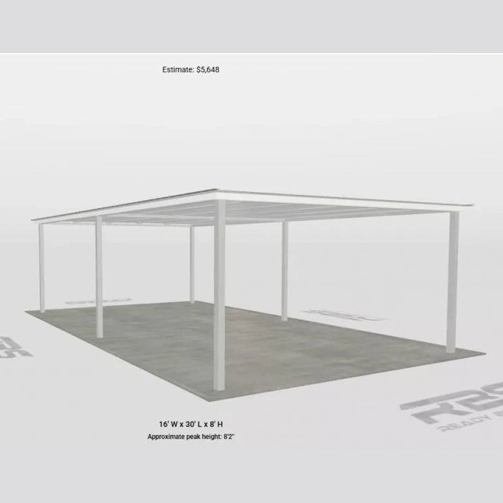 Ready Built Steel TEXAS ONLY: 16' x 30' x 8' Steel Post Frame Backyard Awning Cover