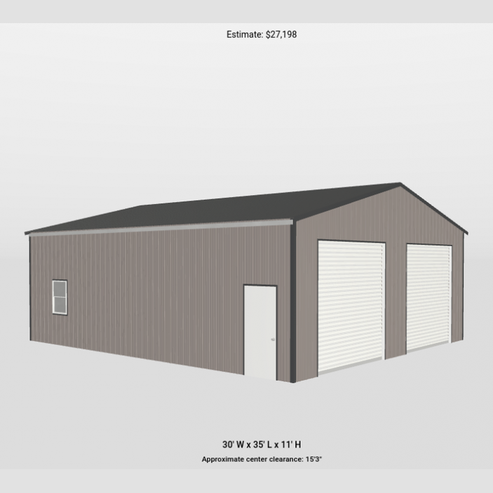 Ready Built Steel 30' x 35' x 11' TEXAS ONLY Steel Pole Barn