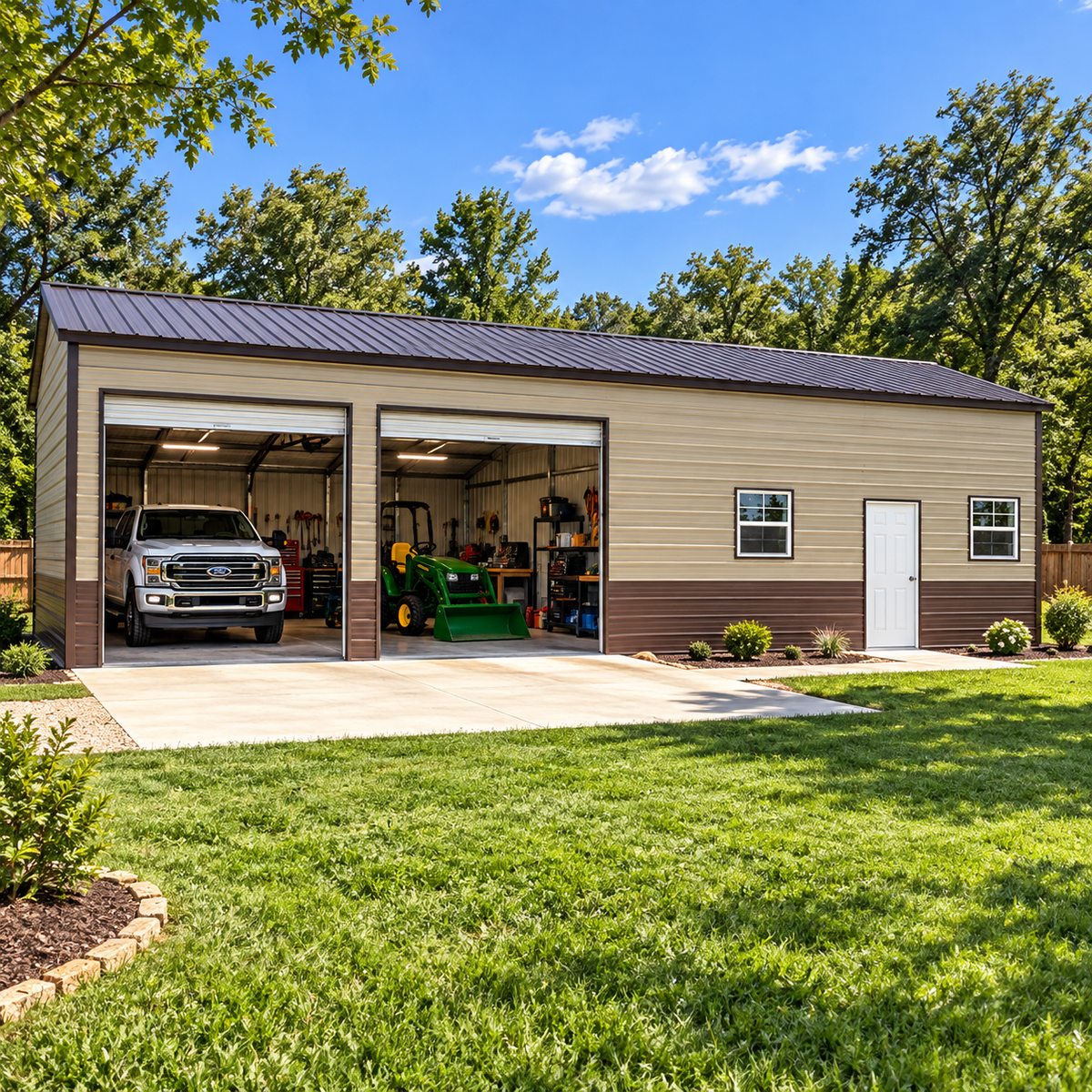 24' x 50' x 12' Two Car Garage Workshop Combo