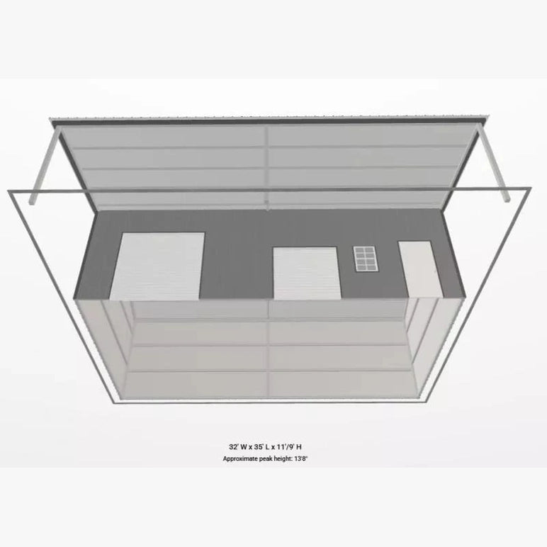 Ready Built Steel 32' x 35' x 11/9' TEXAS ONLY Steel Post-Frame Garage Workshop