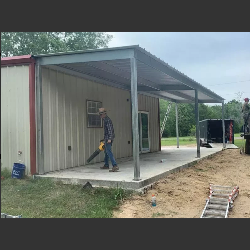 Ready Built Steel TEXAS ONLY: 12' x 40' x 9' Steel Post Frame Awning Porch Cover