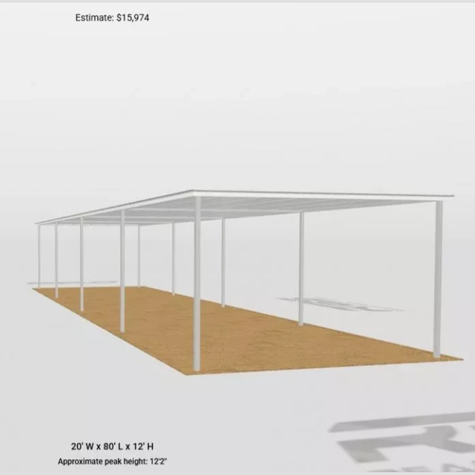 Ready Built Steel TEXAS ONLY: 20' x 80' x 12' Steel Post Frame Mobile Office/Home Cover