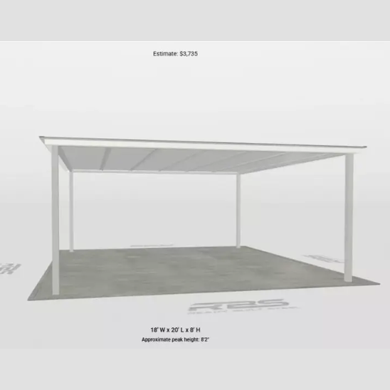 Ready Built Steel TEXAS ONLY: 18' x 20' x 8' Steel Post Frame Backyard Awning Patio