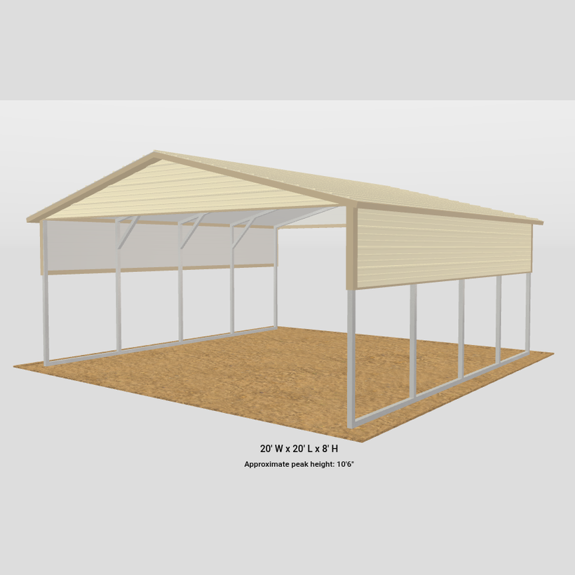 20' x 20' x 8' A-Frame Style 2 Car Carport