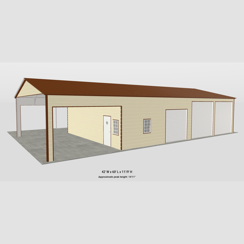42' x 60' x 11' Garage / Pavilion / Workshop with Lean-To