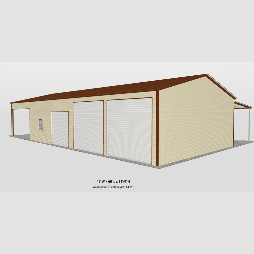 42' x 60' x 11' Garage / Pavilion / Workshop with Lean-To