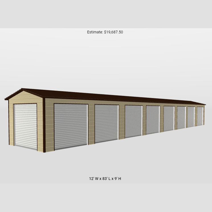 12' X 83' X 9' Eight-Unit Storage Building - Garage