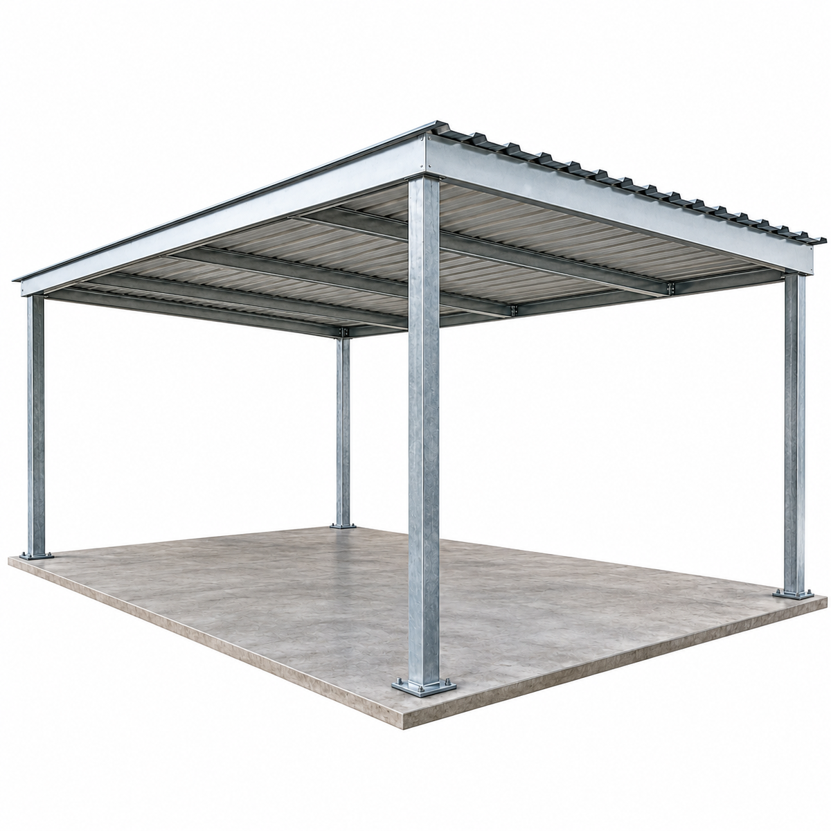 Ready Built Steel TEXAS ONLY - 10' x 20' x 8' Steel Post-Frame, Flat Roof Truss Rear Patio Awning