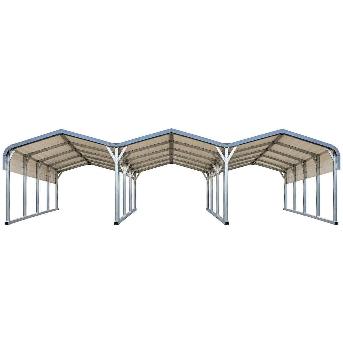 54' x 20' x 8 Triple Wide Regular Roof Carport