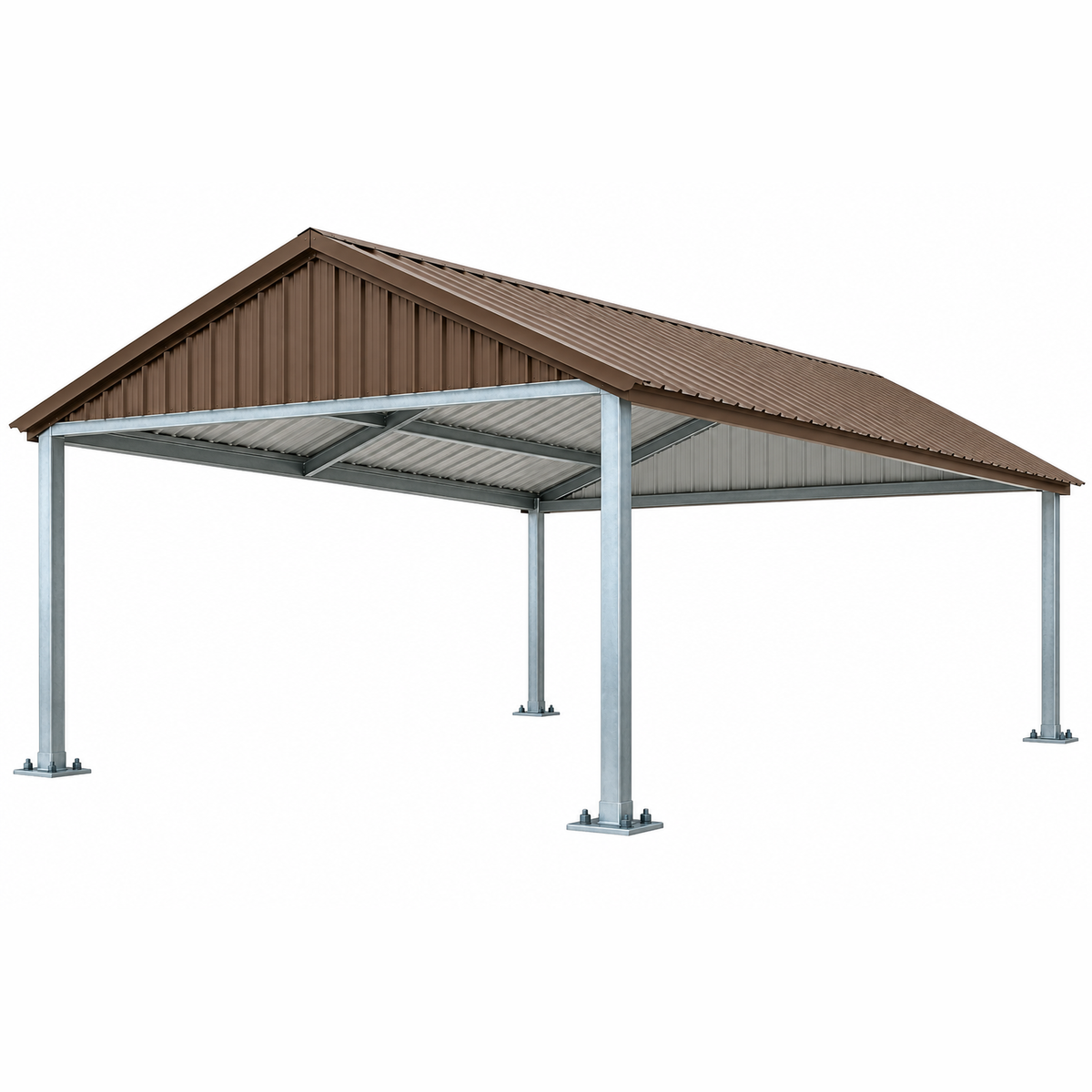 Ready Built Steel TEXAS ONLY - 18' x 20' x 8' Gabled Roof, Steel Post-Frame Carport Cover