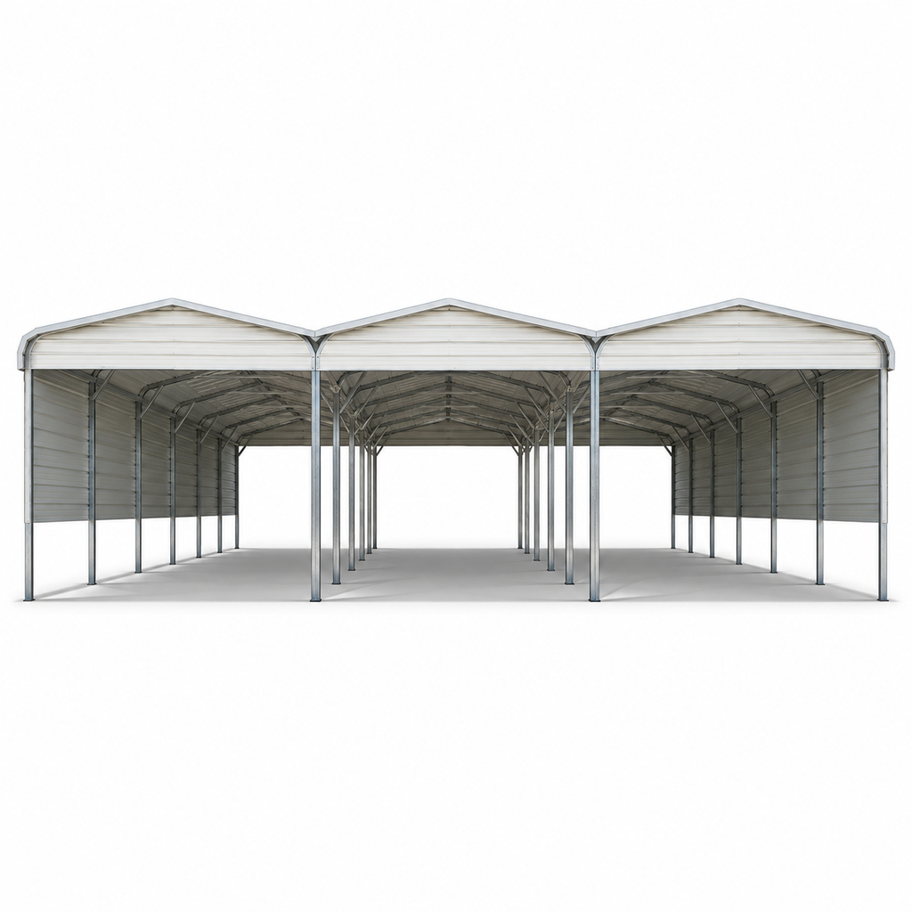 54' x 35' x 10' Regular Roof Style Triple Connected Carport Garage/Carport