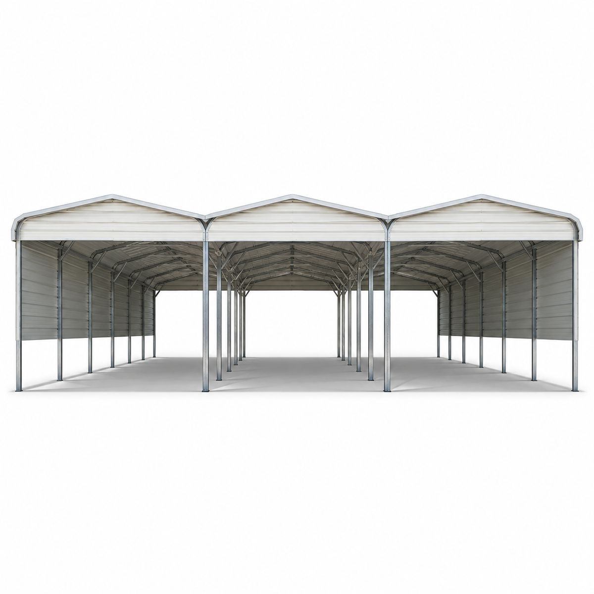 54' x 35' x 10' Regular Roof Style Triple Connected Carport Garage/Carport