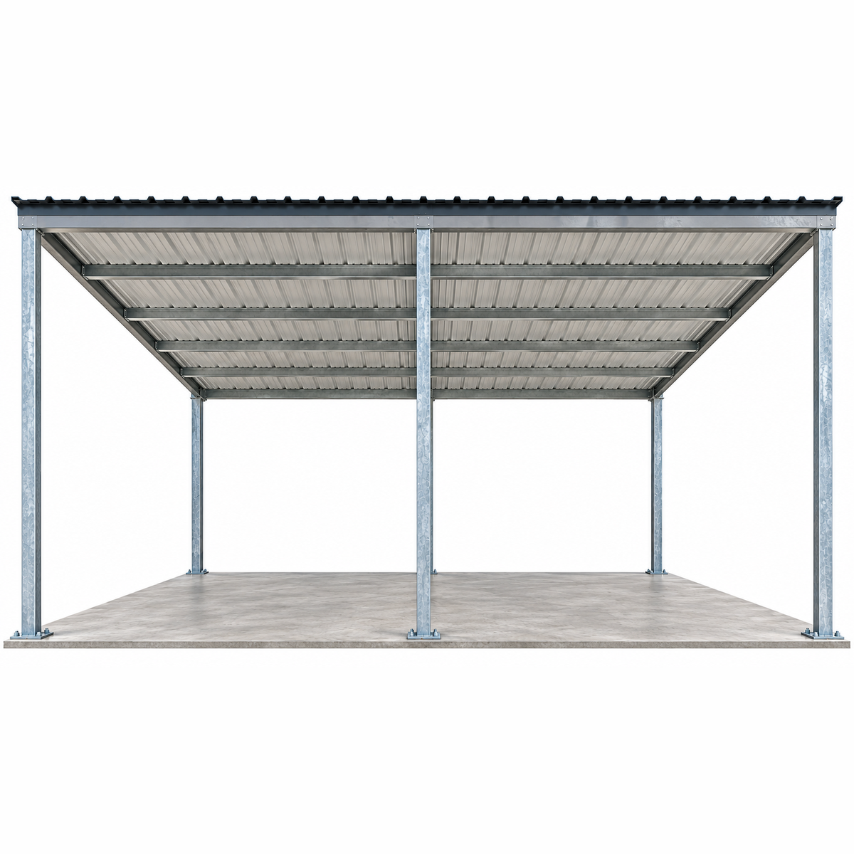 Ready Built Steel TEXAS ONLY - 20' x 25' x 10' Steel Post-Frame, Flat Roof Truss Awning Cover